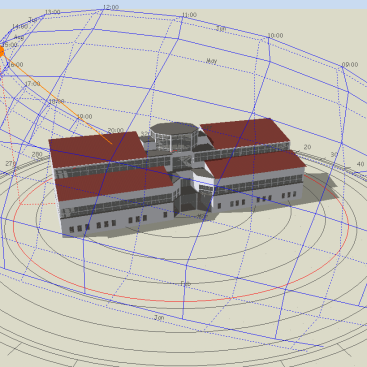 view of thermal model with sun path and shading